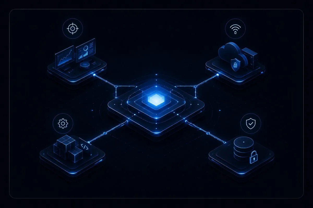 Abstract blueprint map of the entire NEXUS platform